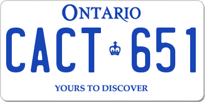 ON license plate CACT651