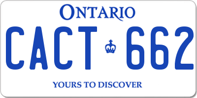 ON license plate CACT662