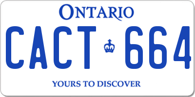 ON license plate CACT664