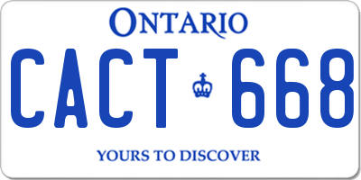 ON license plate CACT668