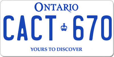 ON license plate CACT670