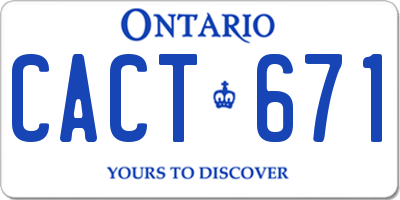 ON license plate CACT671