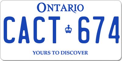 ON license plate CACT674