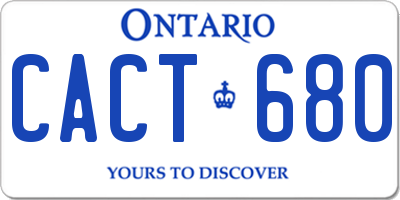 ON license plate CACT680