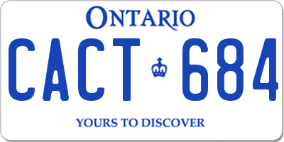 ON license plate CACT684