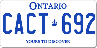 ON license plate CACT692