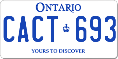 ON license plate CACT693