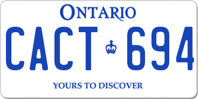 ON license plate CACT694