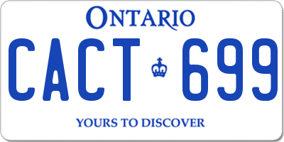 ON license plate CACT699