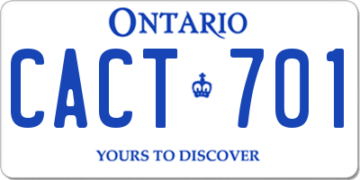 ON license plate CACT701