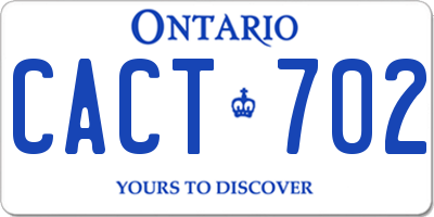 ON license plate CACT702