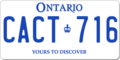 ON license plate CACT716