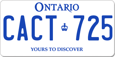 ON license plate CACT725