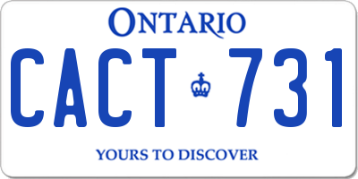 ON license plate CACT731