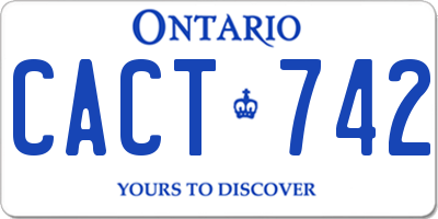 ON license plate CACT742