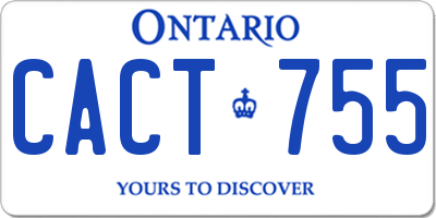 ON license plate CACT755