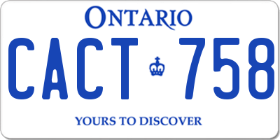 ON license plate CACT758