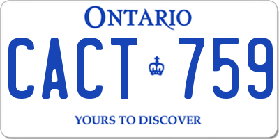 ON license plate CACT759