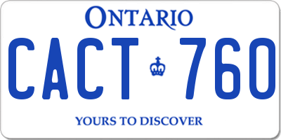 ON license plate CACT760