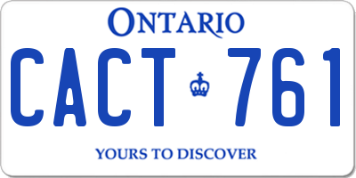 ON license plate CACT761