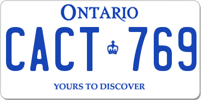 ON license plate CACT769