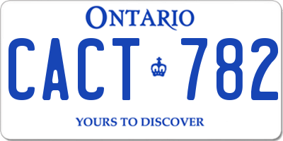 ON license plate CACT782