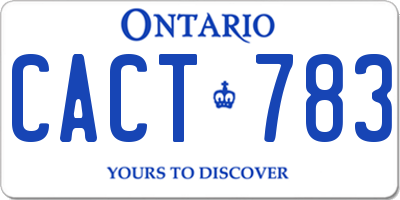 ON license plate CACT783