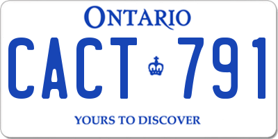 ON license plate CACT791