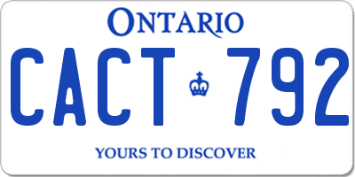 ON license plate CACT792