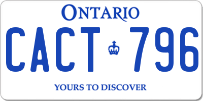 ON license plate CACT796