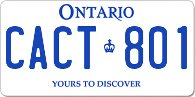 ON license plate CACT801