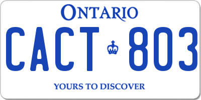 ON license plate CACT803