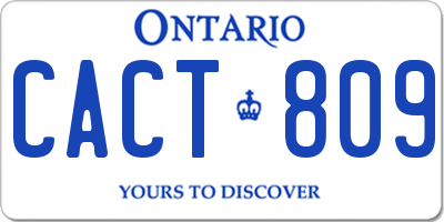 ON license plate CACT809