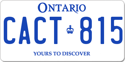 ON license plate CACT815