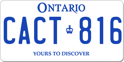 ON license plate CACT816