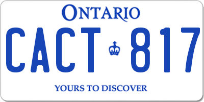 ON license plate CACT817