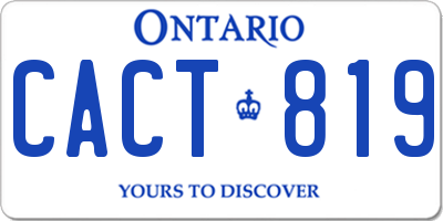 ON license plate CACT819