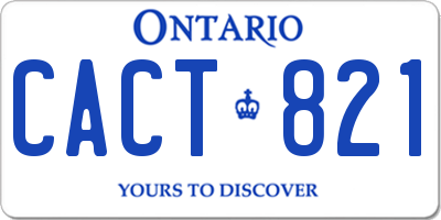 ON license plate CACT821