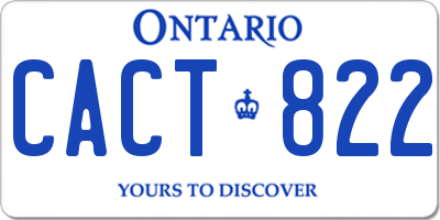 ON license plate CACT822