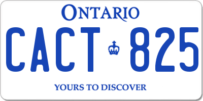 ON license plate CACT825