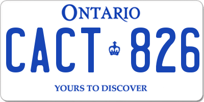 ON license plate CACT826