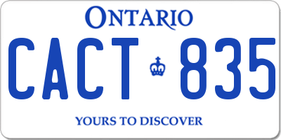 ON license plate CACT835