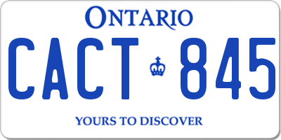 ON license plate CACT845