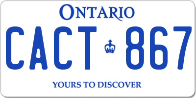 ON license plate CACT867