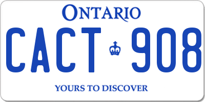 ON license plate CACT908