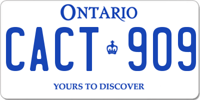 ON license plate CACT909