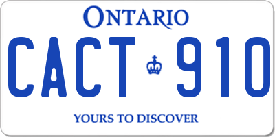 ON license plate CACT910