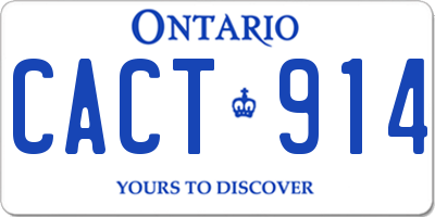 ON license plate CACT914