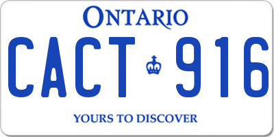 ON license plate CACT916