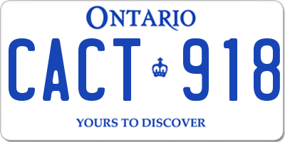 ON license plate CACT918